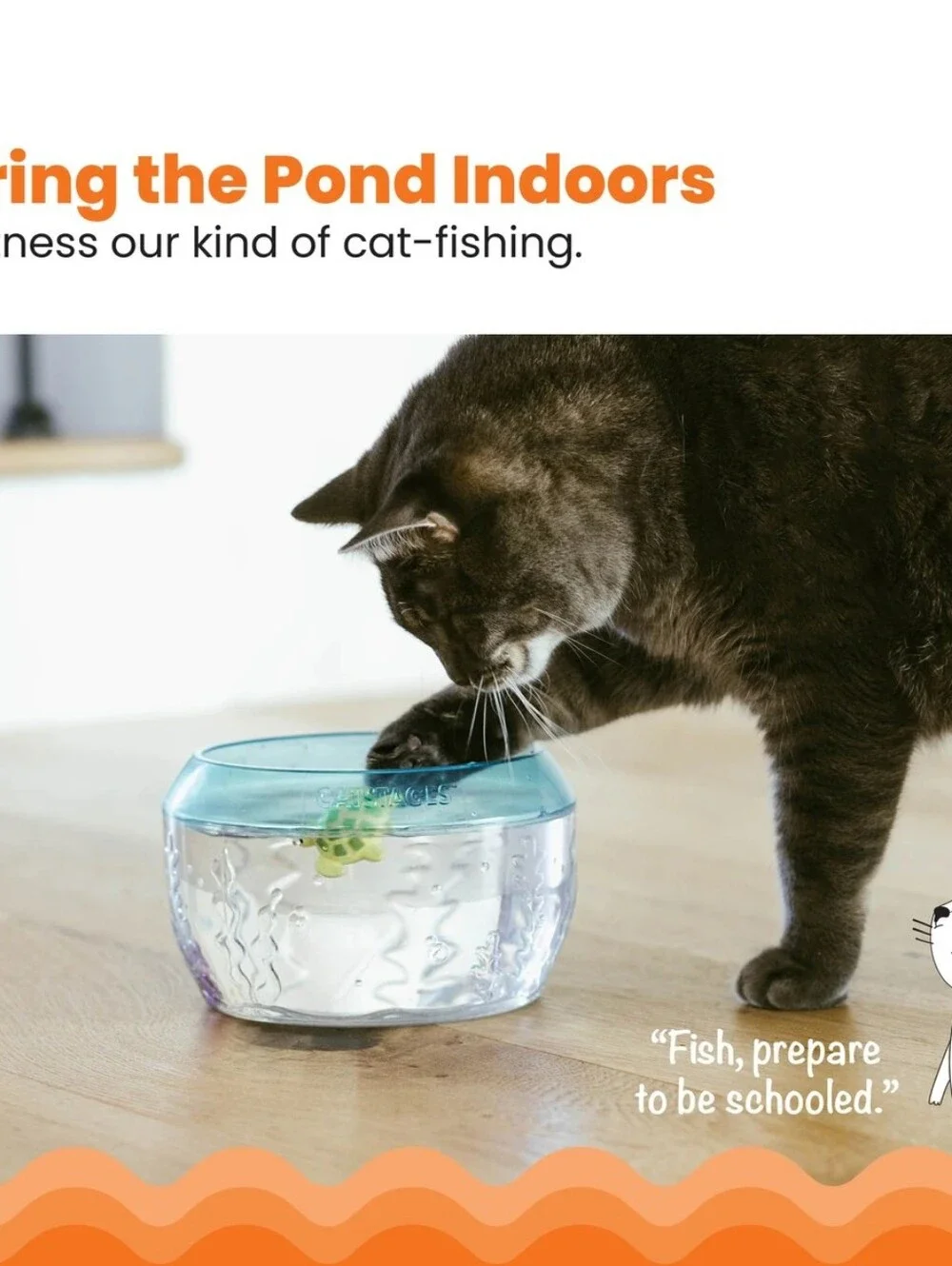 Catstages Meow-smerizing Fish Bowl Interactive Cat Toy-Electronic Swimming Fish